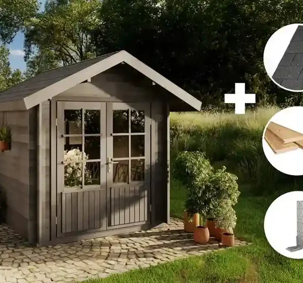 Kit Tout-en-Un | Abri de Jardin en Bois 5m² Palma Gris